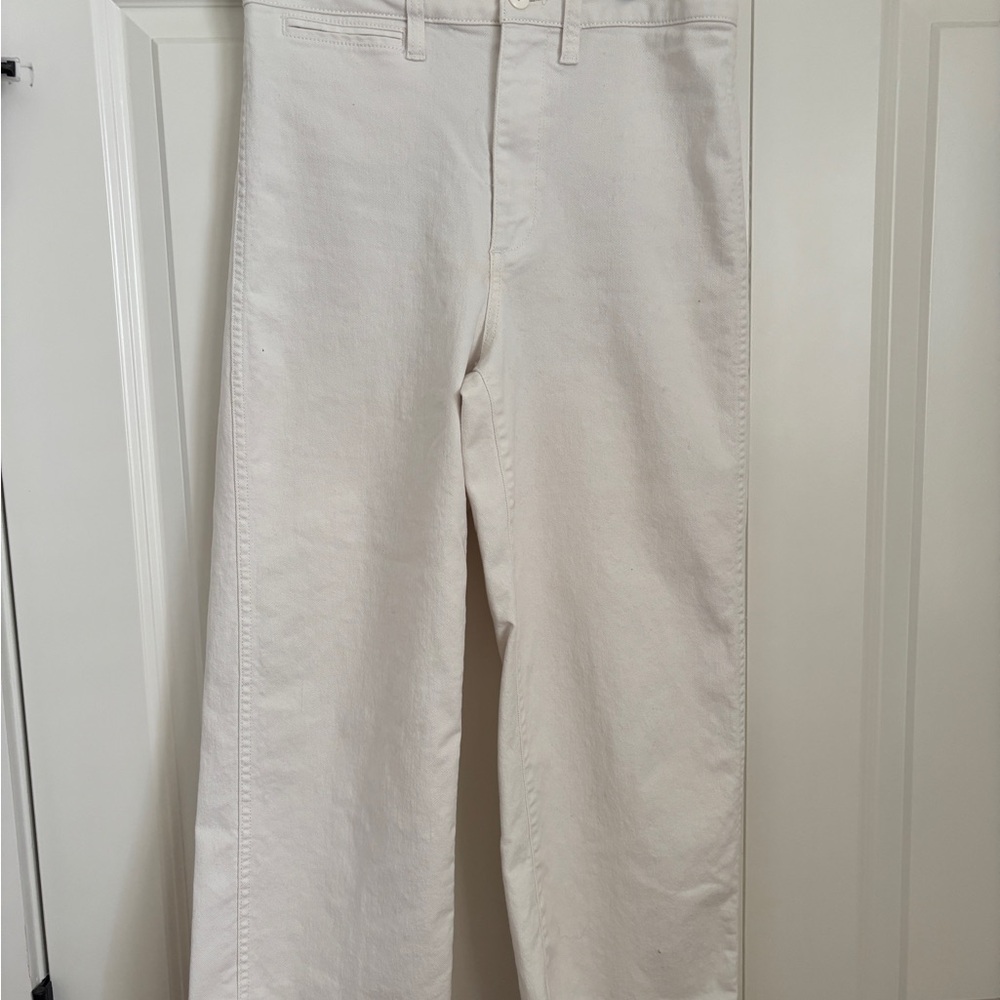 Quince Off-White Wide-Leg Cropped Trousers